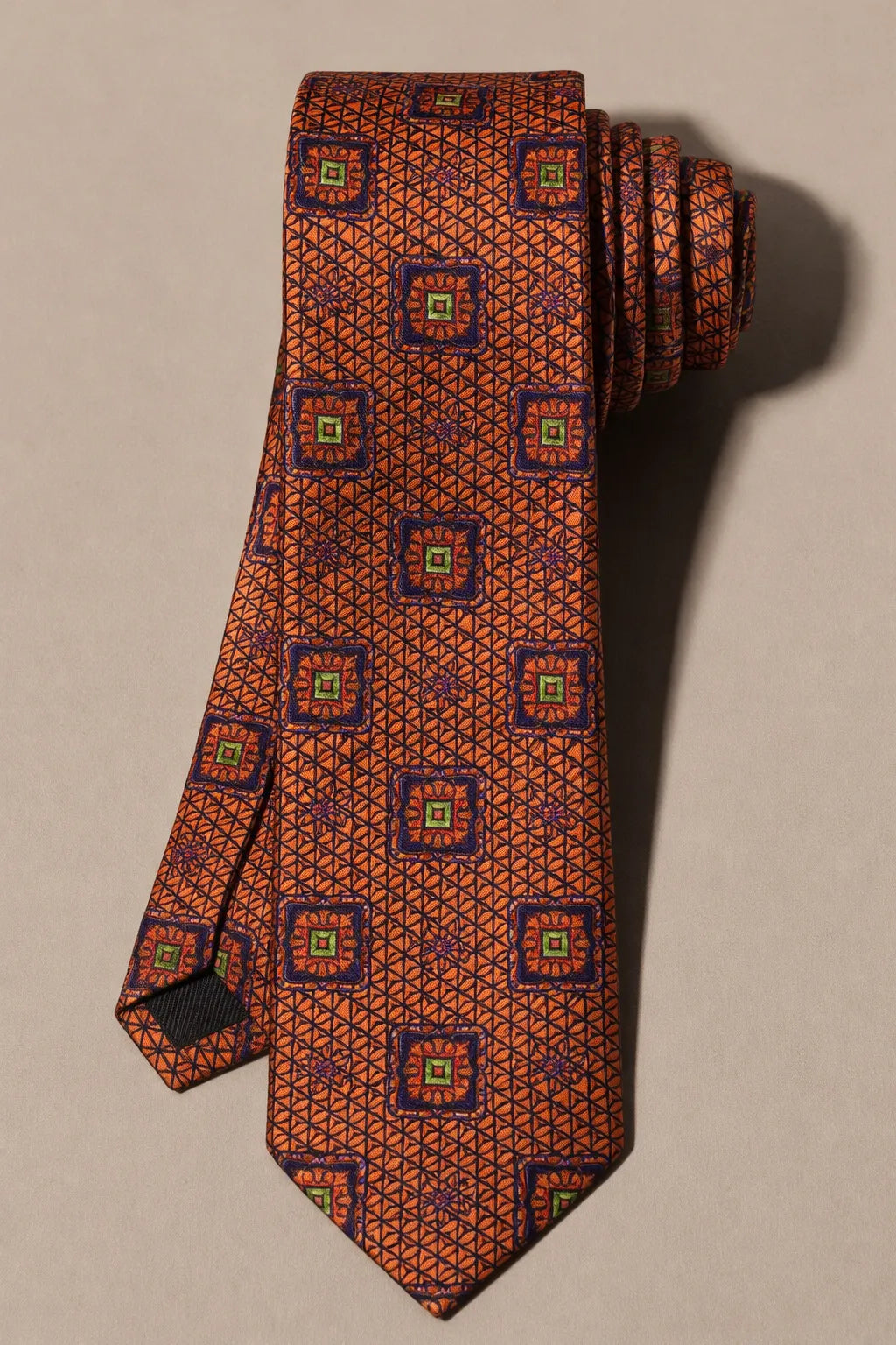 Gravata Masculina Estilo Seda Slim Geométrica