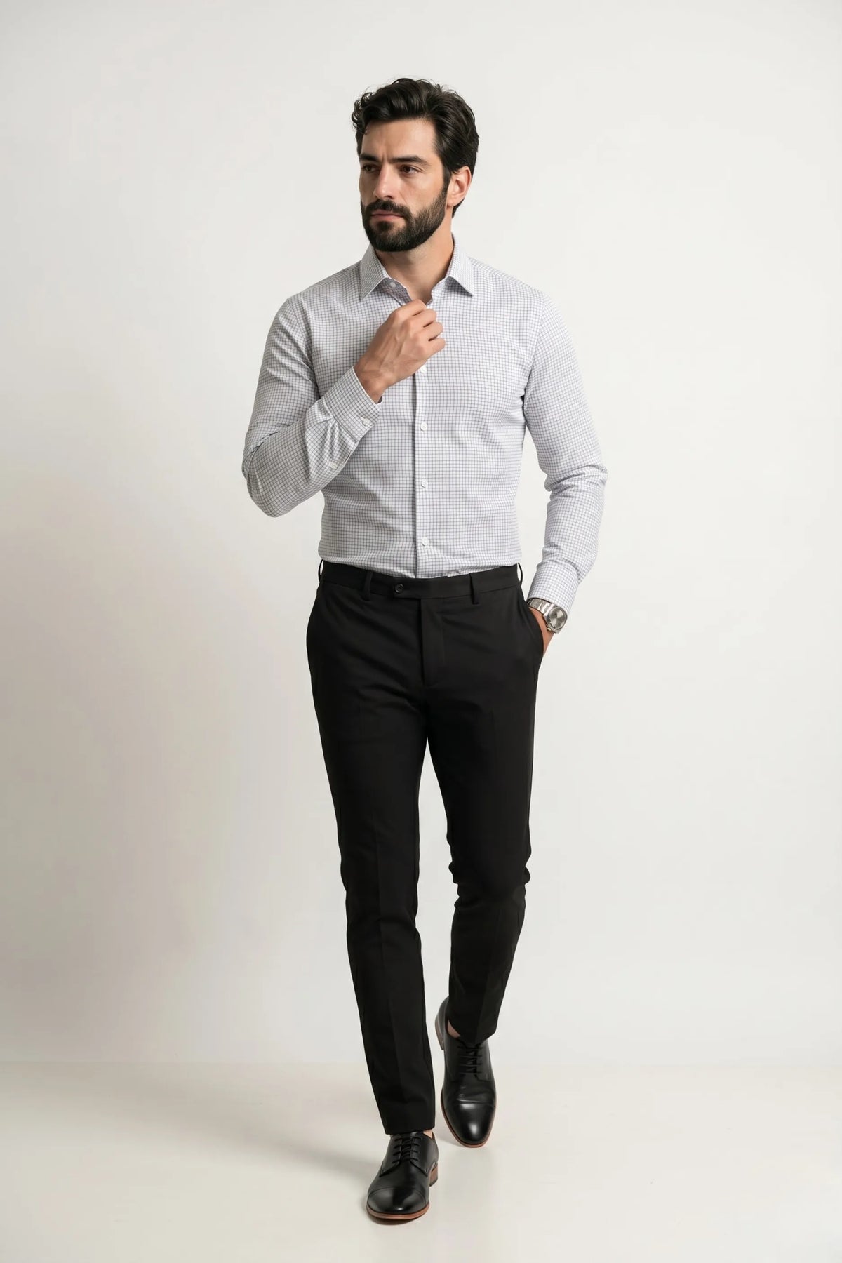 Camisa Social Masculina Xadrez Micro Tradicional