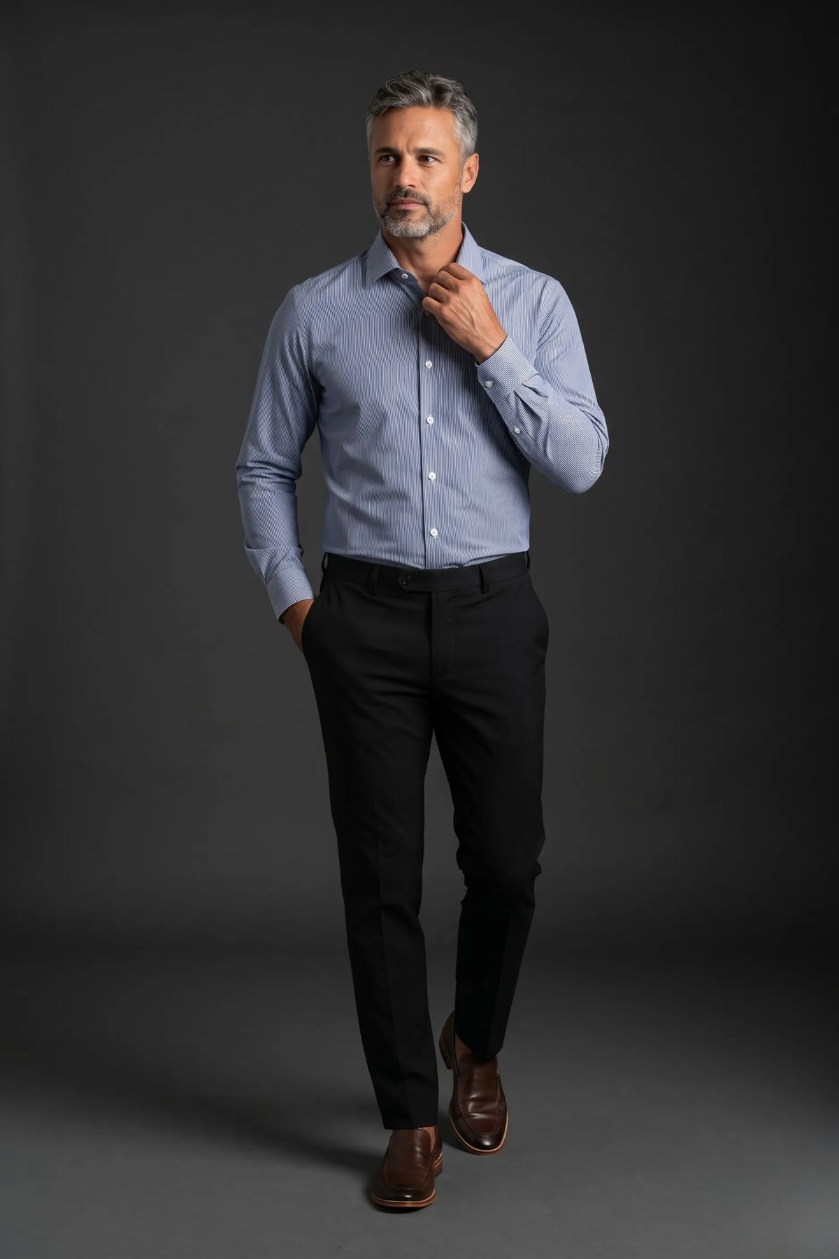 Camisa Social Masculina Listrada Tradicional Mil Raias