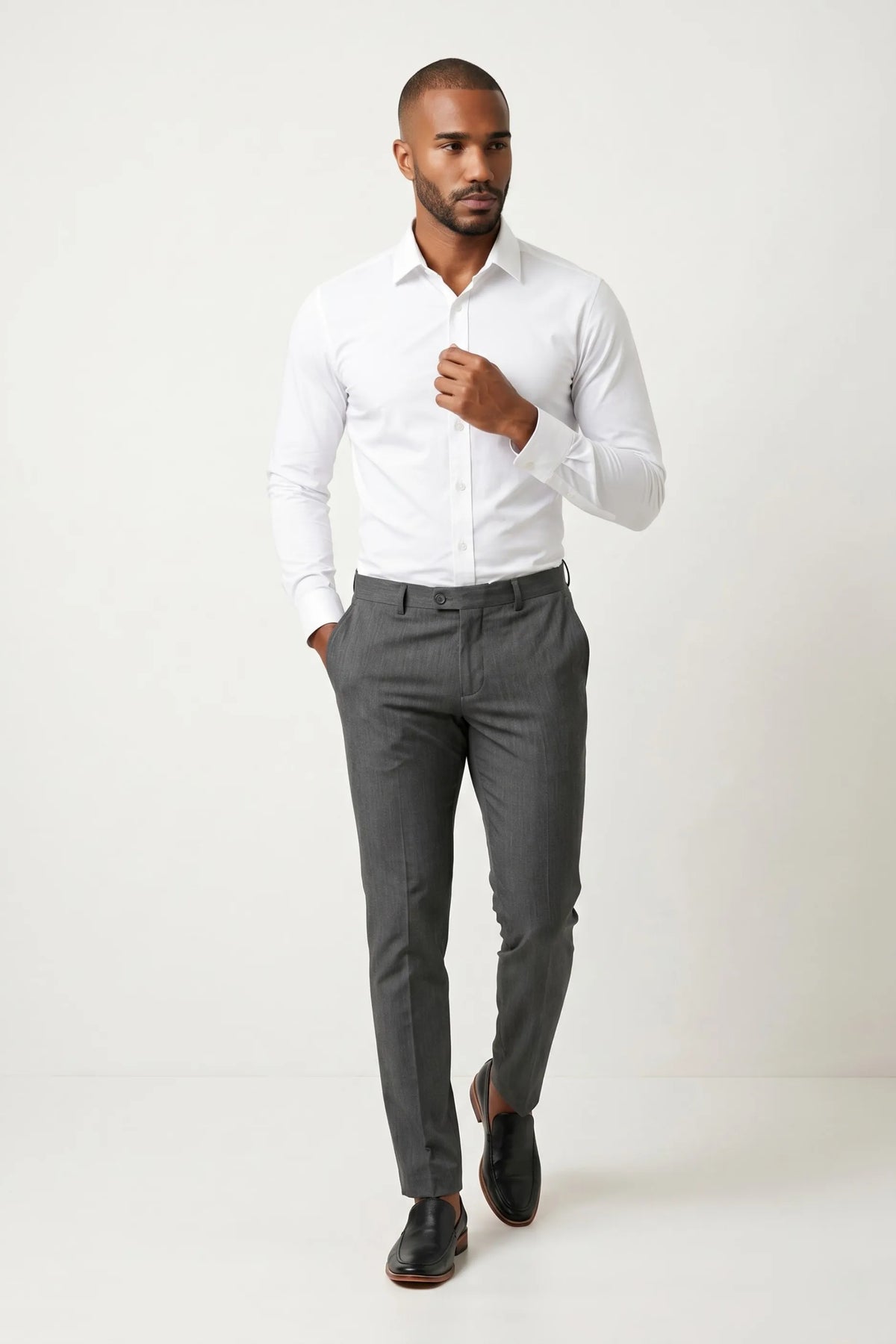 Camisa Social Masculina Slim Poliamida com Elastano