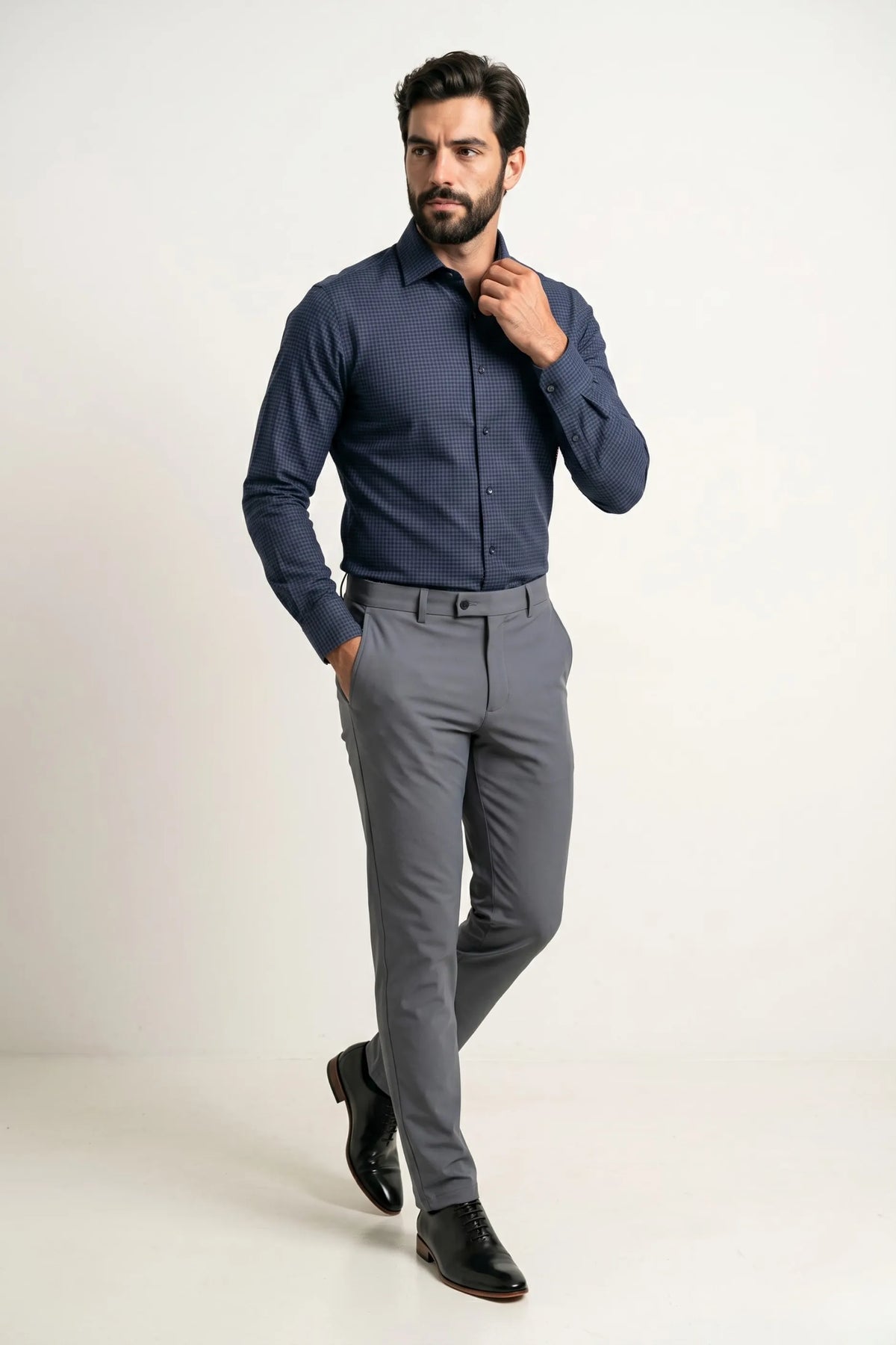 Camisa Social Masculina Xadrez Micro Tradicional