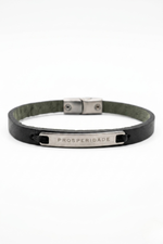 Pulseira Masculina Prosperidade em Couro Legítimo