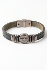 Pulseira Masculina São Bento Õnix em Couro Legítimo
