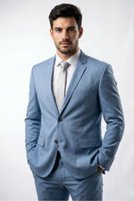 Terno Masculino Poliviscose Semi Slim Azul Claro