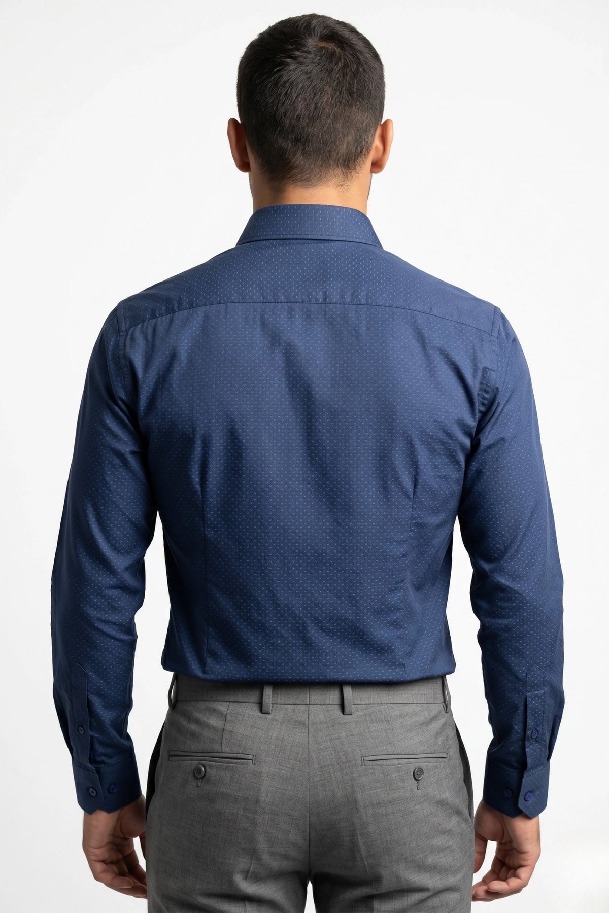 Camisa Social Slim Texturizada em Poliéster e Algodão