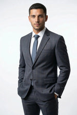 Terno Masculino Poliviscose Semi Slim Cinza Xadrez