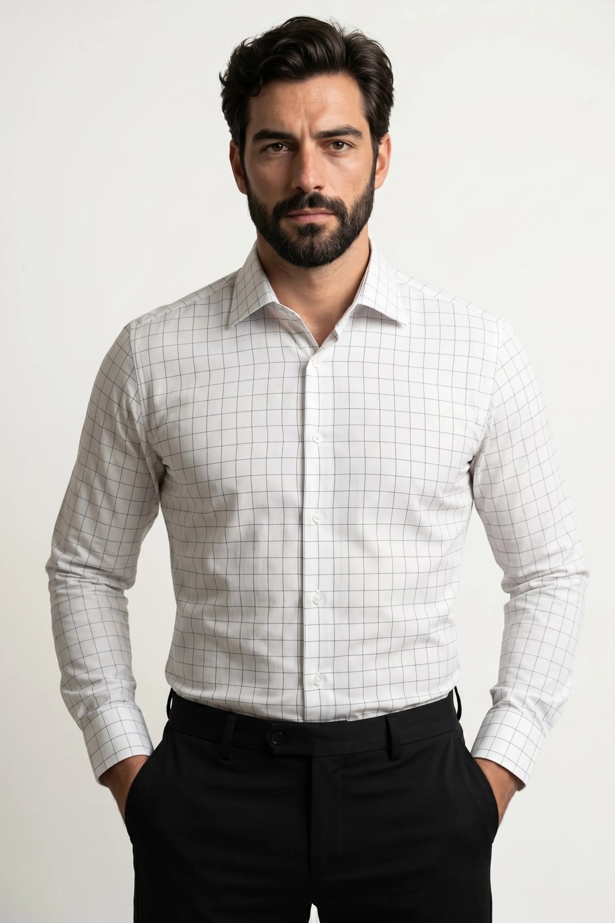 Camisa Social Masculina Xadrez Tradicional Grid