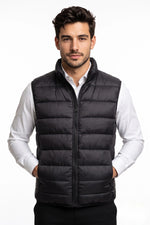 Colete Masculino Puffer Preto com Capuz Removível
