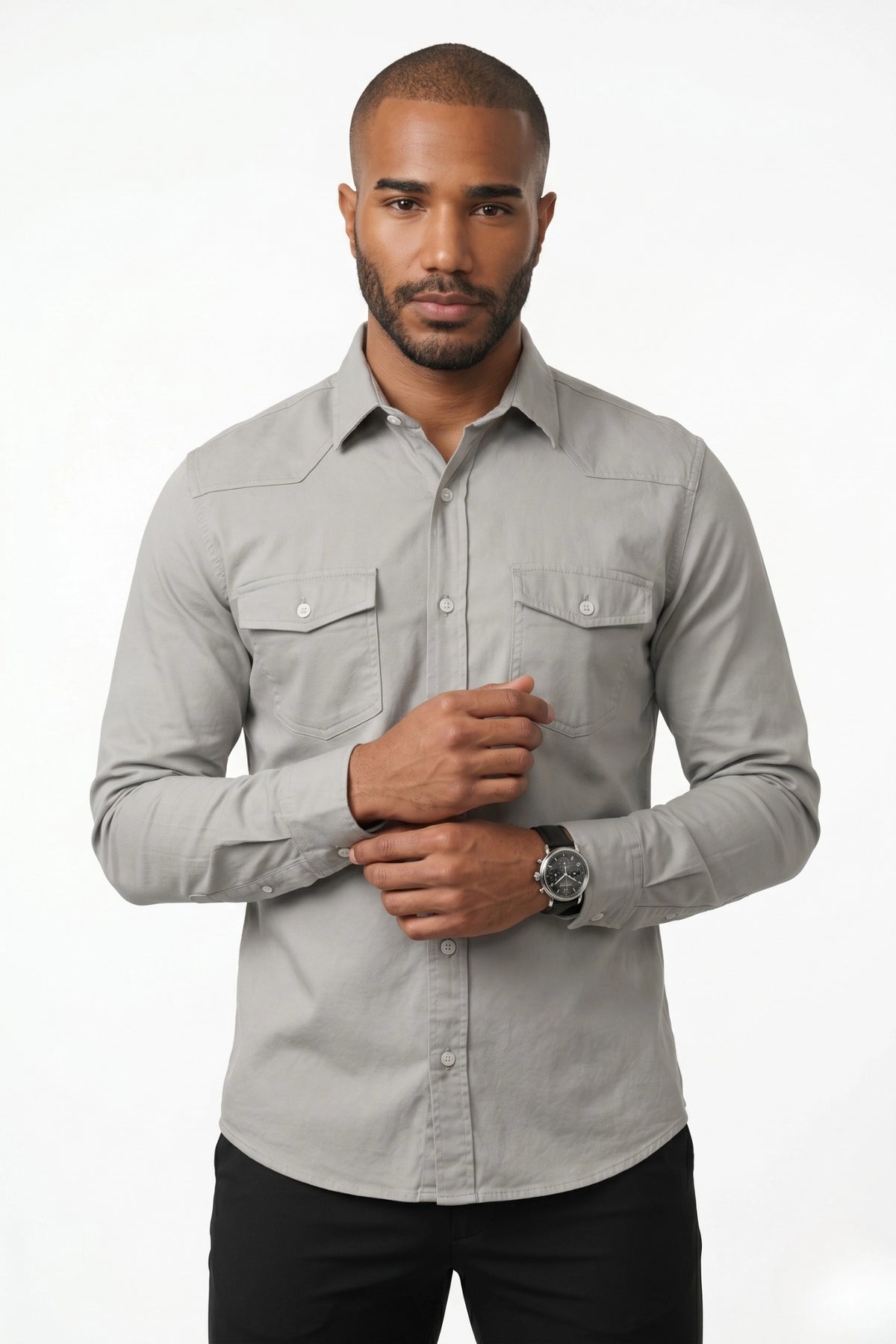 Camisa Masculina Casual Slim Fit Sarja