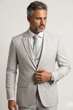 Terno Masculino Poliviscose Cinza Xadrez Sartoria