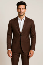 Terno Slim Masculino Marrom Café em Poliviscose