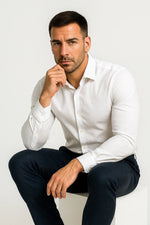 Camisa Social Slim Fit em Algodão Pima Fio 80