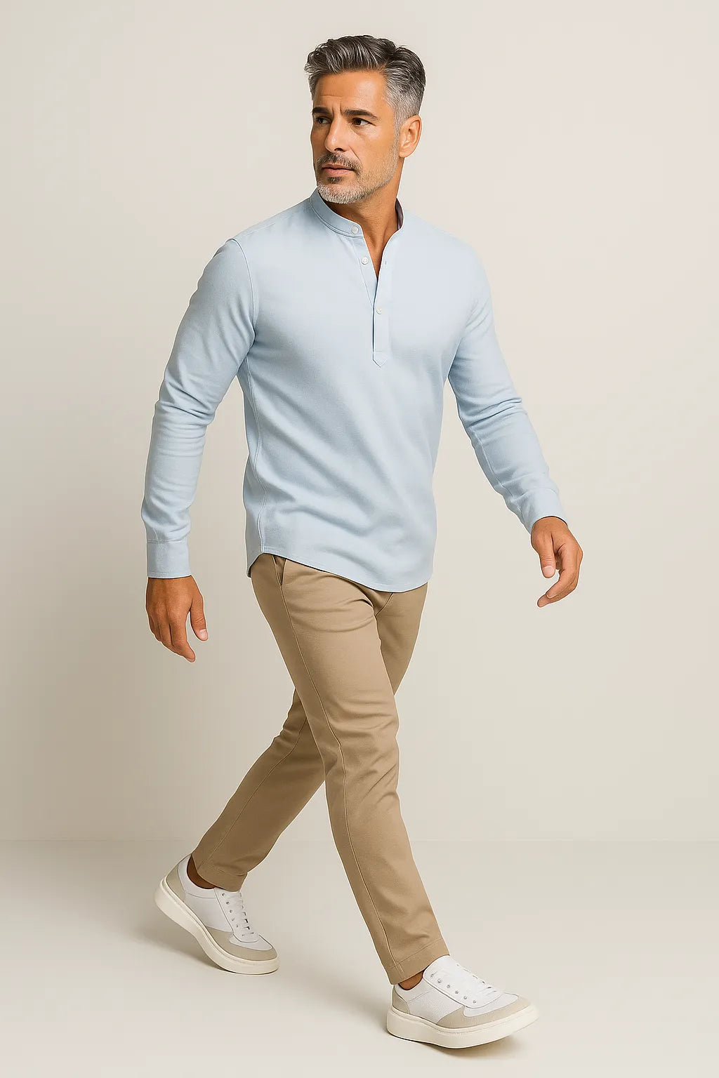 Camisa Bata Slim em Algodão Flamê Leve com Gola Padre