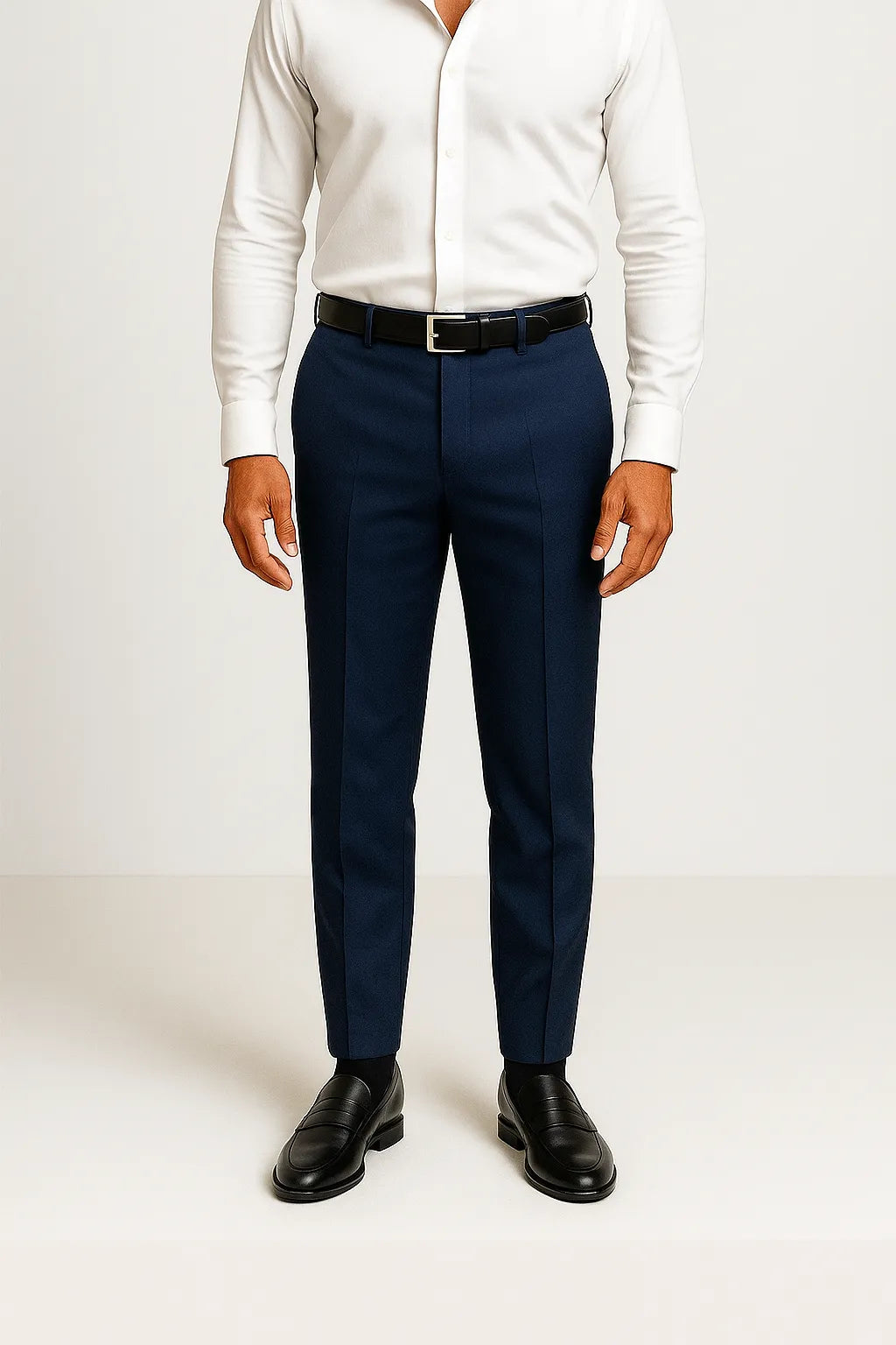 Calça Social Masculina Azul marinho em Poliéster Premium