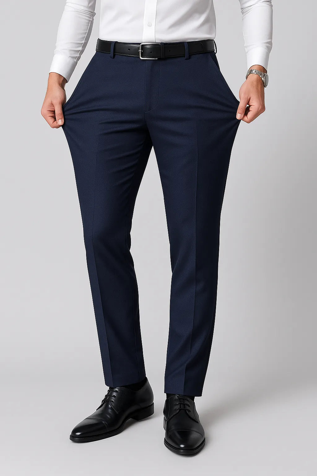 Calça Social Slim Masculina em Poliéster com Elastano