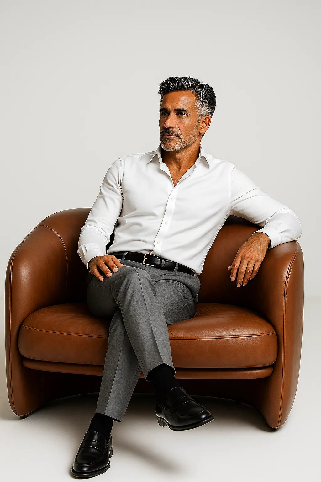 Calça Social Masculina Cinza em Poliéster Premium