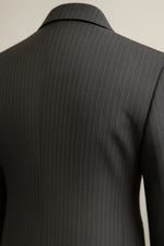 Terno Slim Masculino Cinza Risca de Giz em Poliviscose