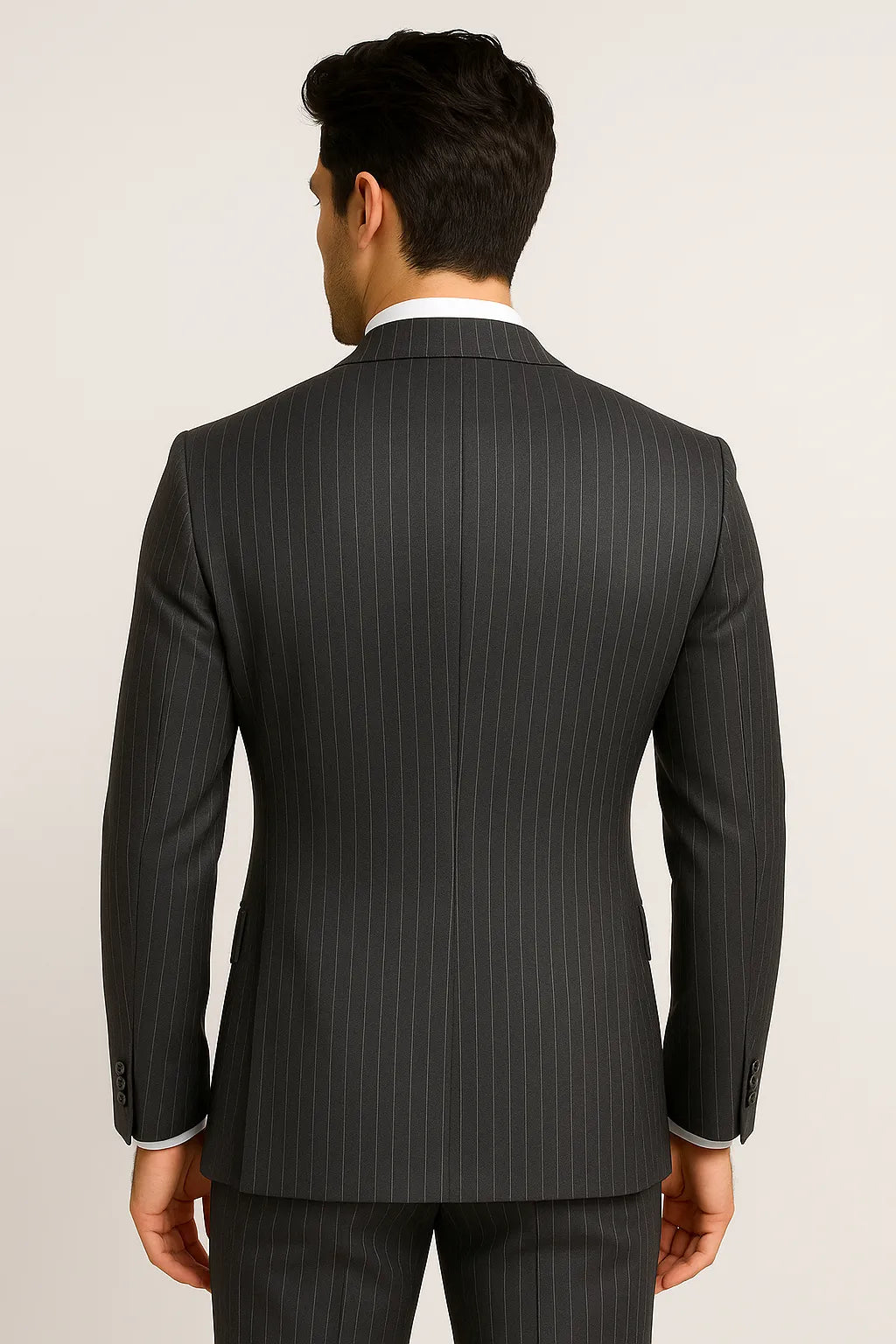 Terno Slim Masculino Preto Risca de Giz em Poliviscose