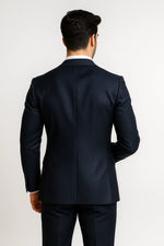 Terno Slim Masculino Azul Petróleo Risca de Giz em Poliviscose