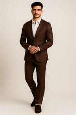 Terno Slim Masculino Marrom Café em Poliviscose