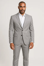 Terno Slim Masculino Cinza Mesclado em Poliviscose