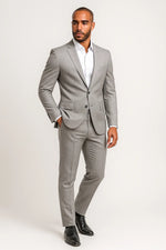 Terno Slim Masculino Cinza Mesclado em Poliviscose