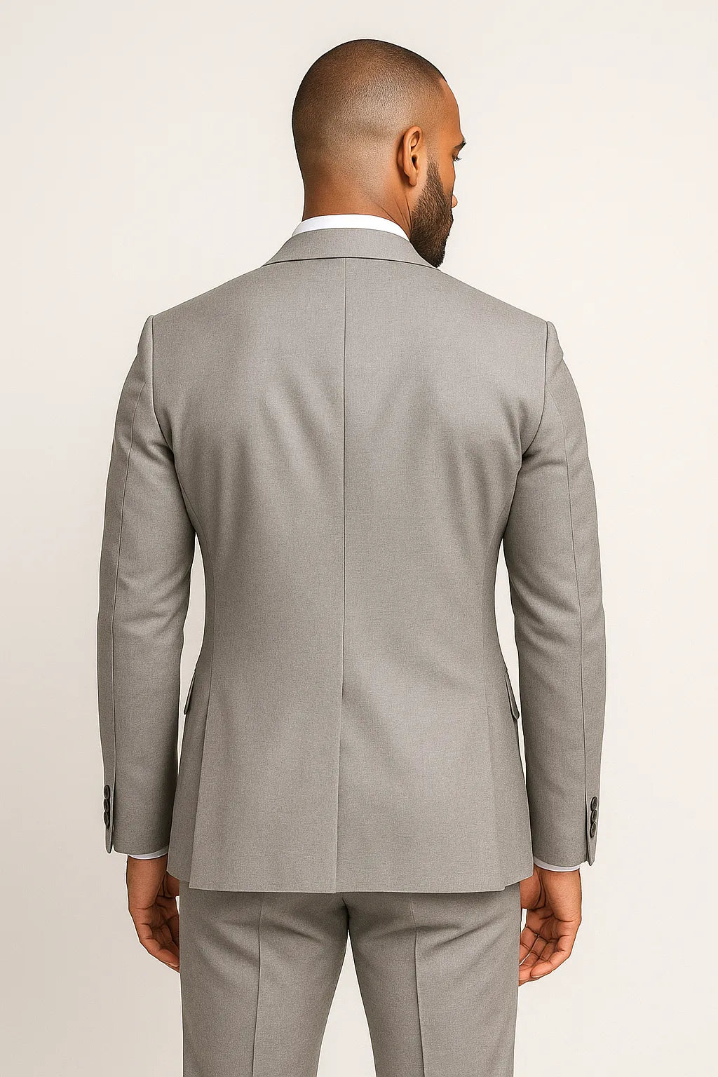 Terno Slim Masculino Cinza Mesclado em Poliviscose