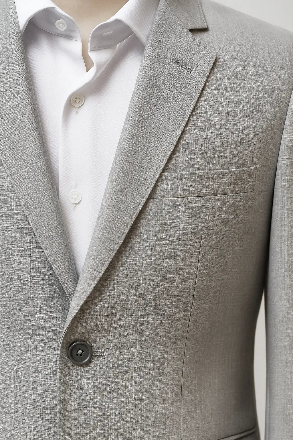 Terno Slim Masculino Cinza Mesclado em Poliviscose