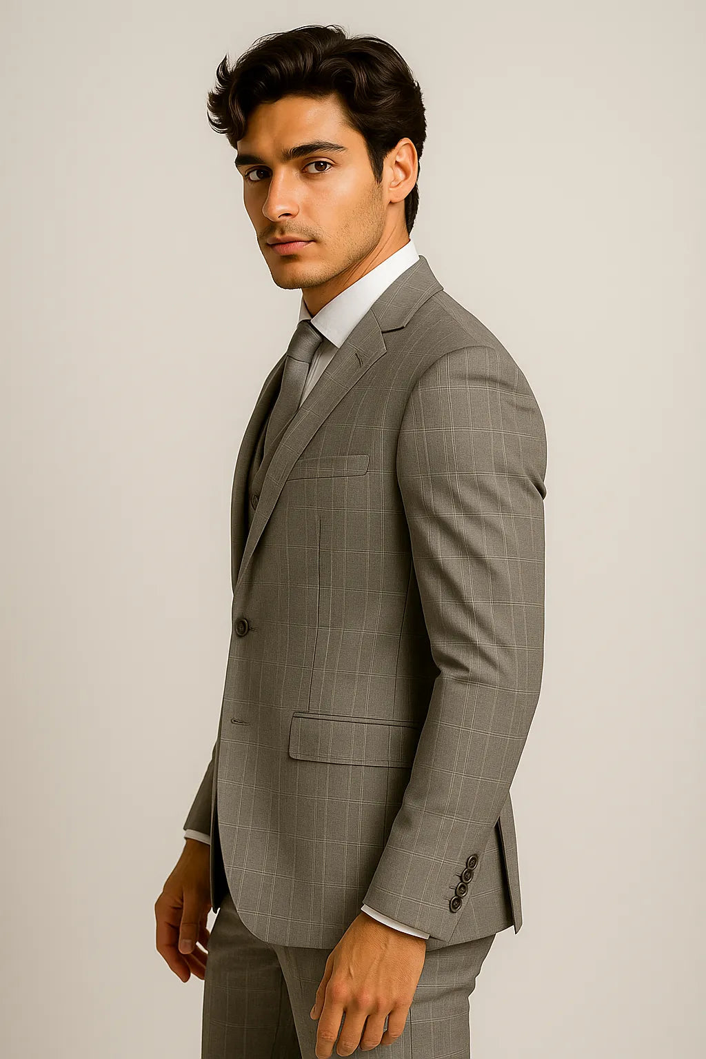 Terno Masculino Príncipe de Gales em Poliviscose Premium – 3 Peças