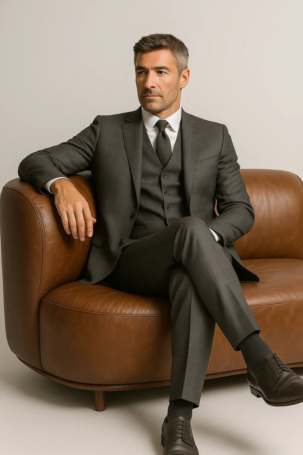 Terno Masculino Príncipe de Gales em Poliviscose Premium – 3 Peças