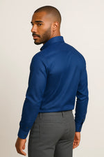 Camisa Social Slim Premium Azul Royal Acetinado