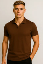 Camisa Polo Slim em Algodão Premium com Gola V