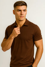 Camisa Polo Slim em Algodão Premium com Gola V