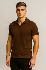 Camisa Polo Slim em Algodão Premium com Gola V