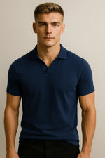 Camisa Polo Slim em Algodão Premium com Gola V