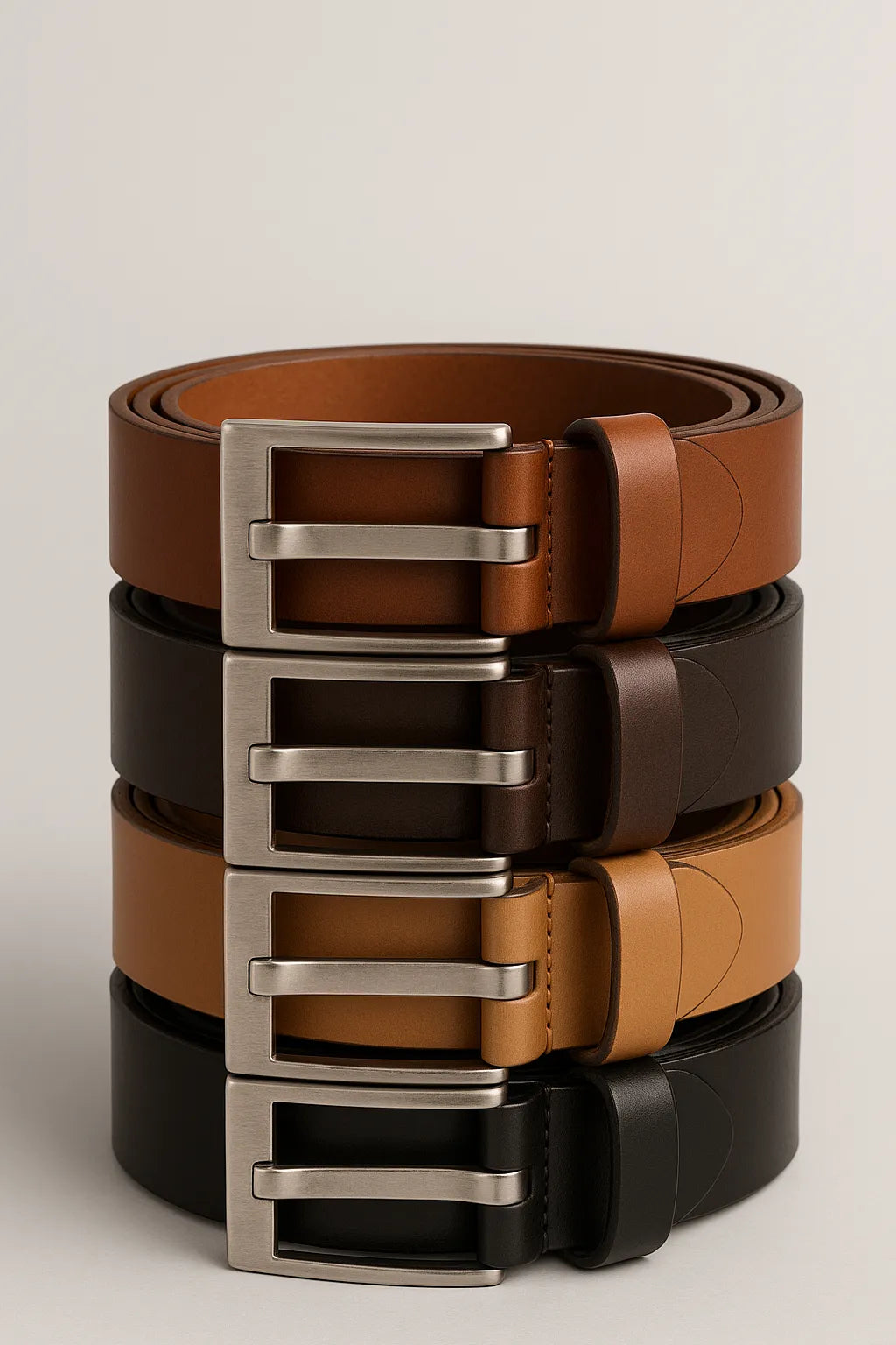 Cinto Social Masculino em Couro Legítimo com Fivela Ônix Escovada