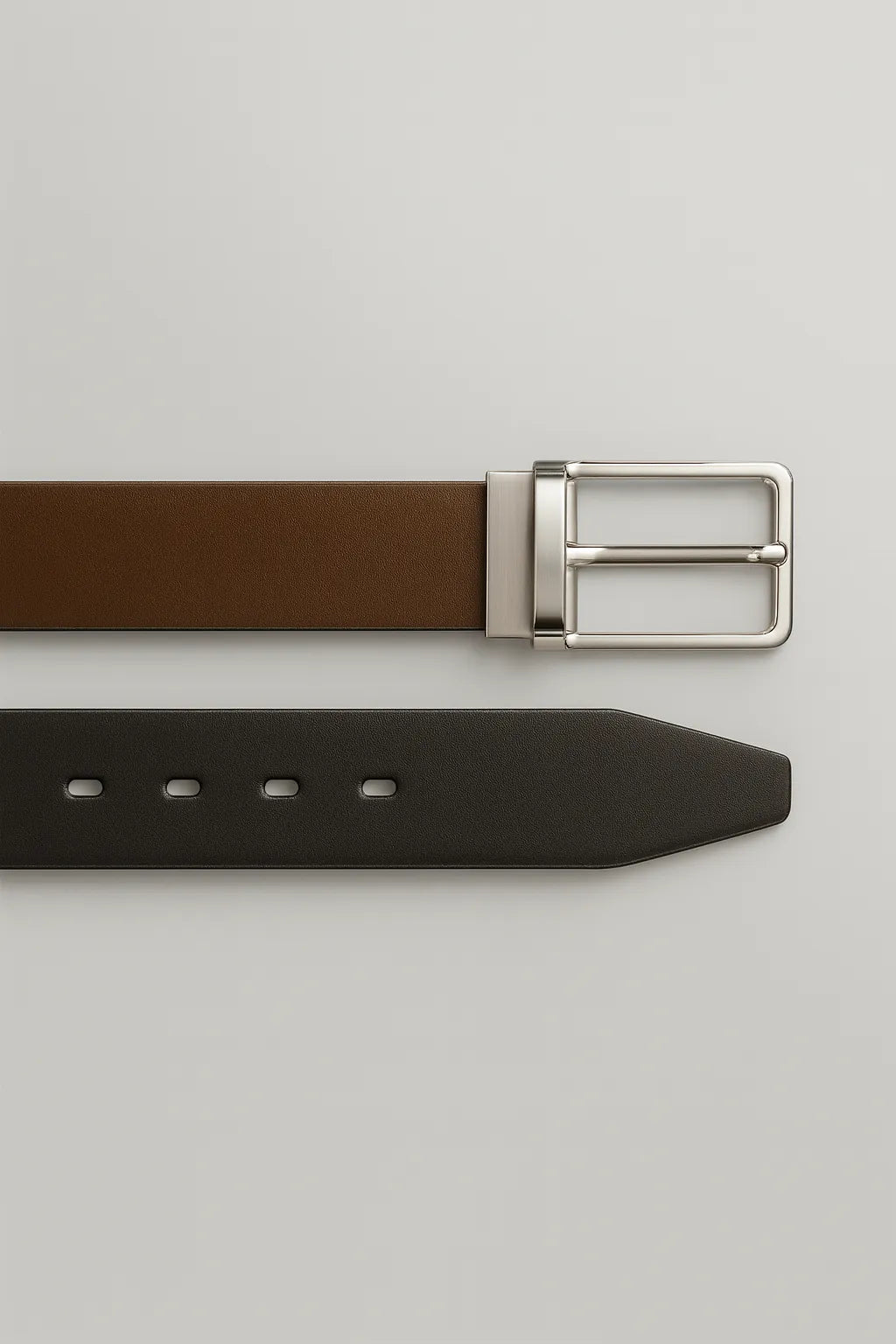 Cinto Social Dupla Face em Couro Legítimo com Fivela Reversível