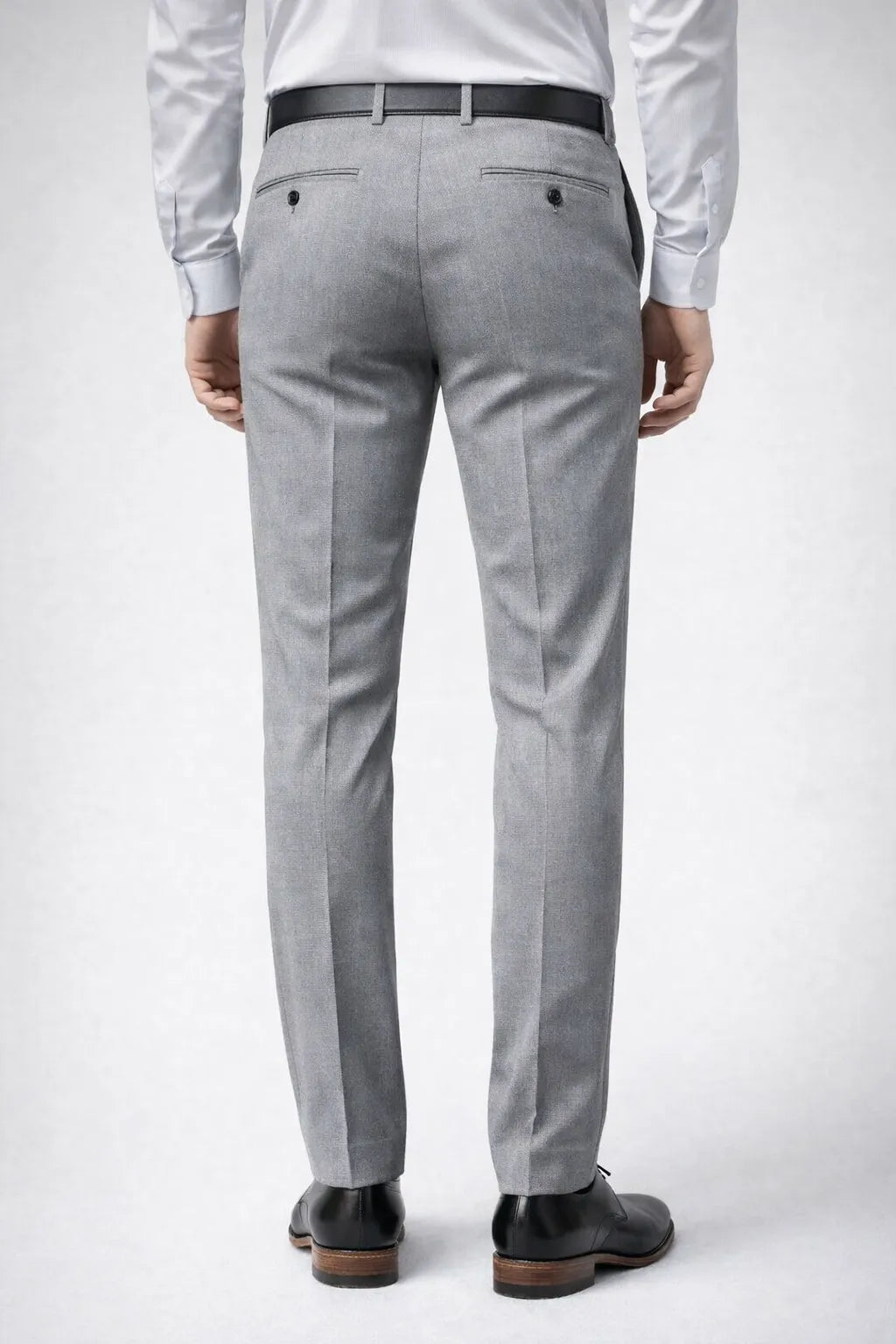 Calça Social Masculina Cinza em Poliéster Premium