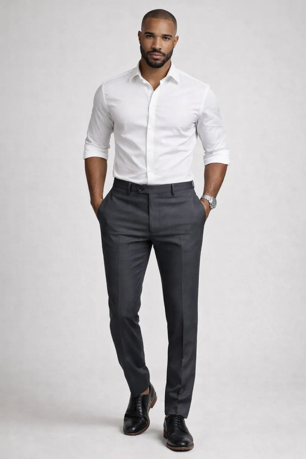 Calça Social Masculina em Poliéster com Elastano