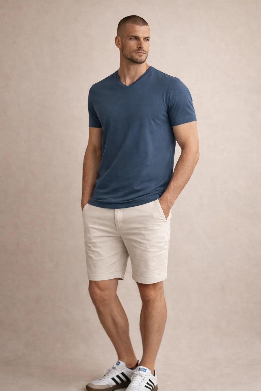 Camiseta Masculina Gola V em Algodão Egípcio Clássica