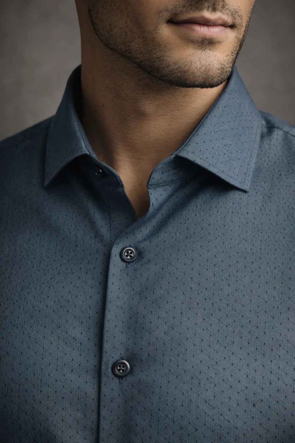 Camisa Social Slim Texturizada em Poliéster e Algodão