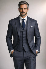 Terno Masculino Azzurro Príncipe de Gales Semi Slim