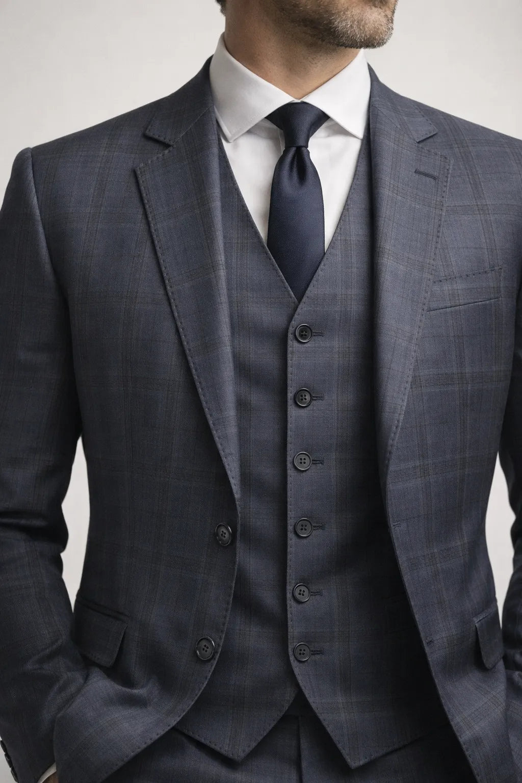 Terno Masculino Azzurro Príncipe de Gales Semi Slim