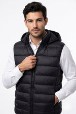 Colete Masculino Puffer Preto com Capuz Removível