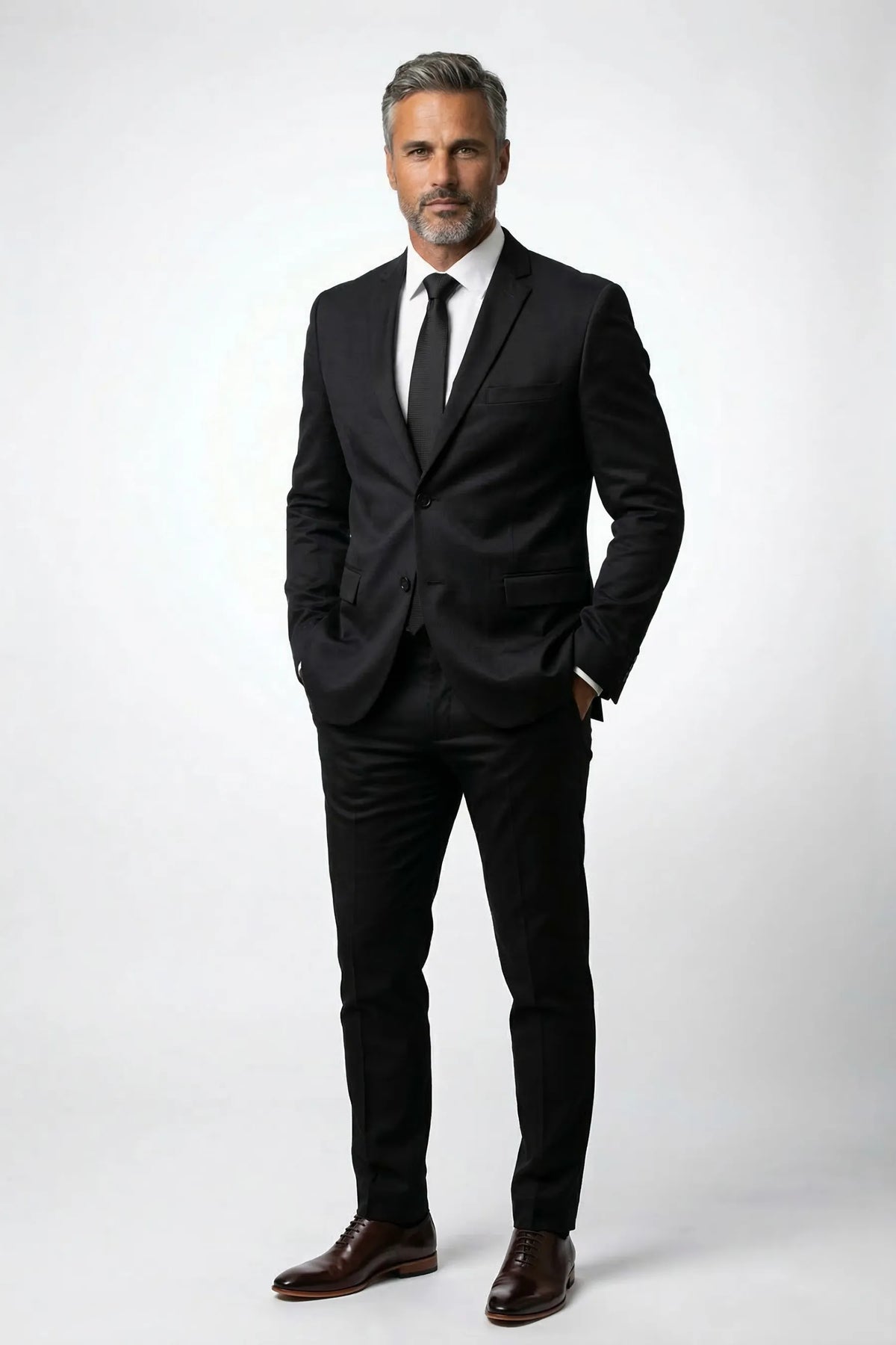 Terno Masculino Poliéster Slim Preto