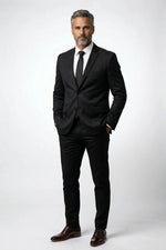 Terno Masculino Poliéster Slim Preto