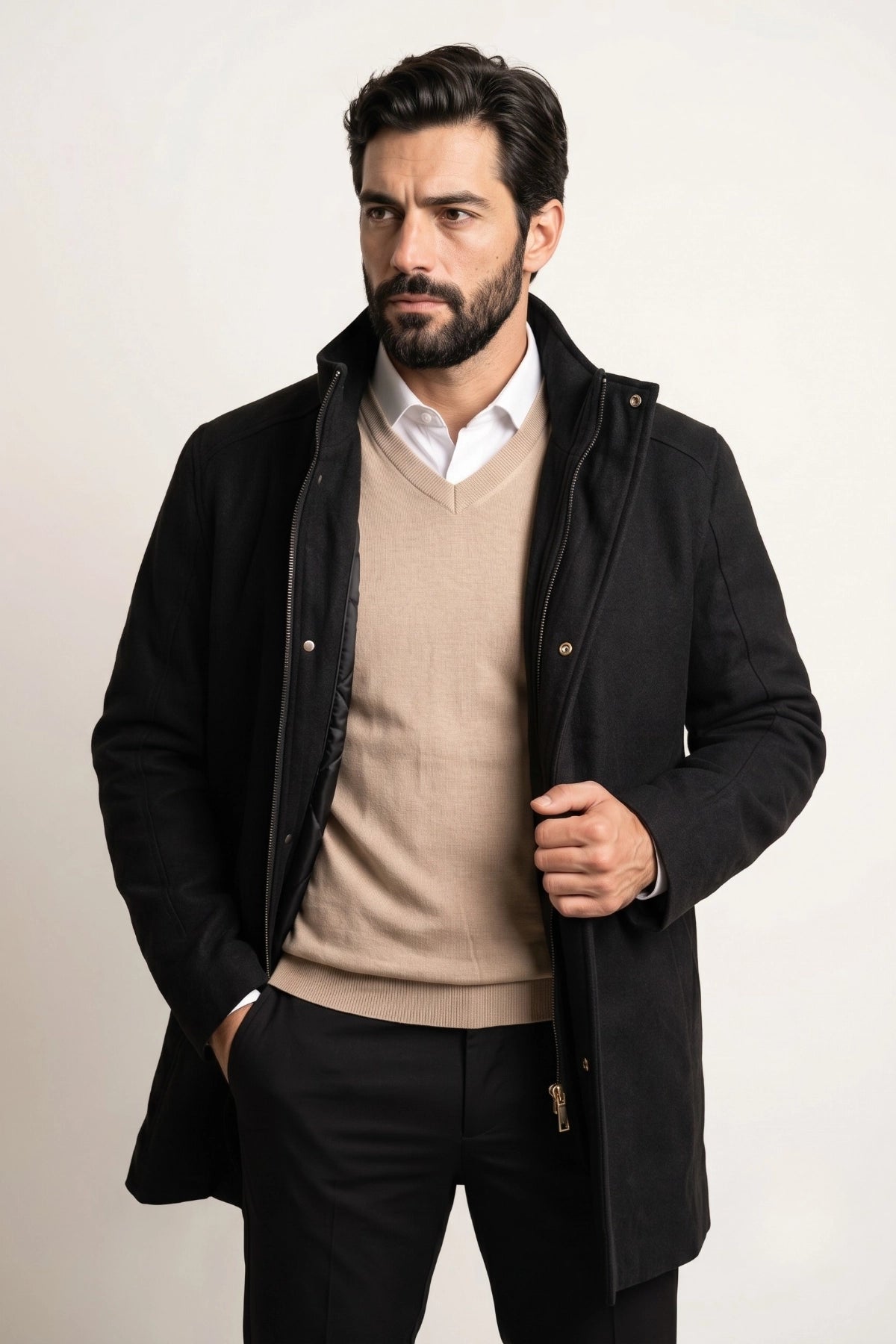 Sobretudo Masculino Preto Lancaster