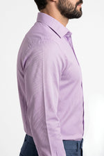 Camisa Social Masculina Tradicional Lilás Microtexturizada