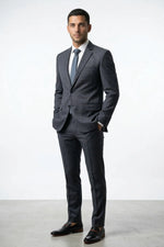 Terno Masculino Poliviscose Semi Slim Cinza Xadrez