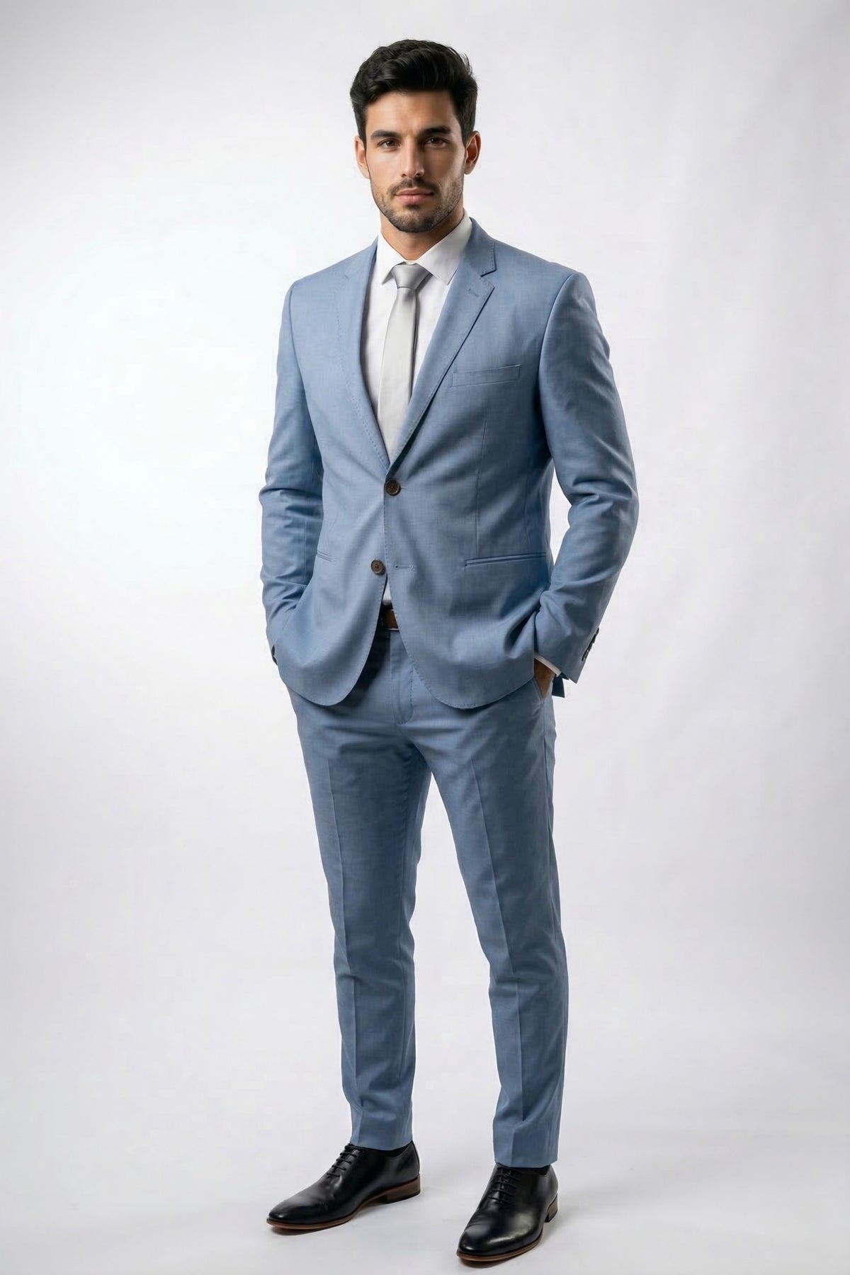 Terno Masculino Poliviscose Semi Slim Azul Claro